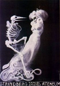 Motyw śmierci często pojawiał się na plaktach Franciszka Starowieyskiego. / http://www.poster.pl/poster/starowieyski_taniec_smierci/