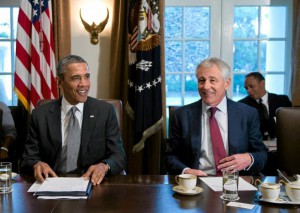 Barack Obama i sekretarz obrony Chuck Hagel. Fot. Carolyn Kaster AP