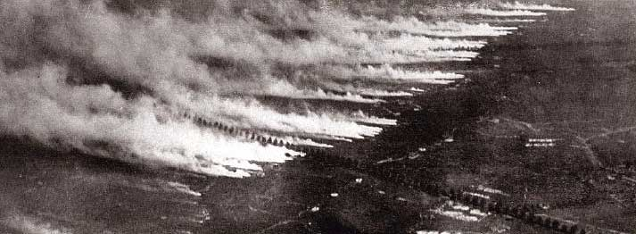 Atak gazowy z użyciem chloru przeprowadzony podczas I wojny światowej.  