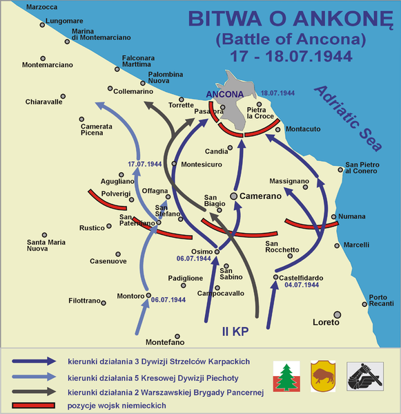 Plan bitwy o Ankonę / Źródło: Wikimedia