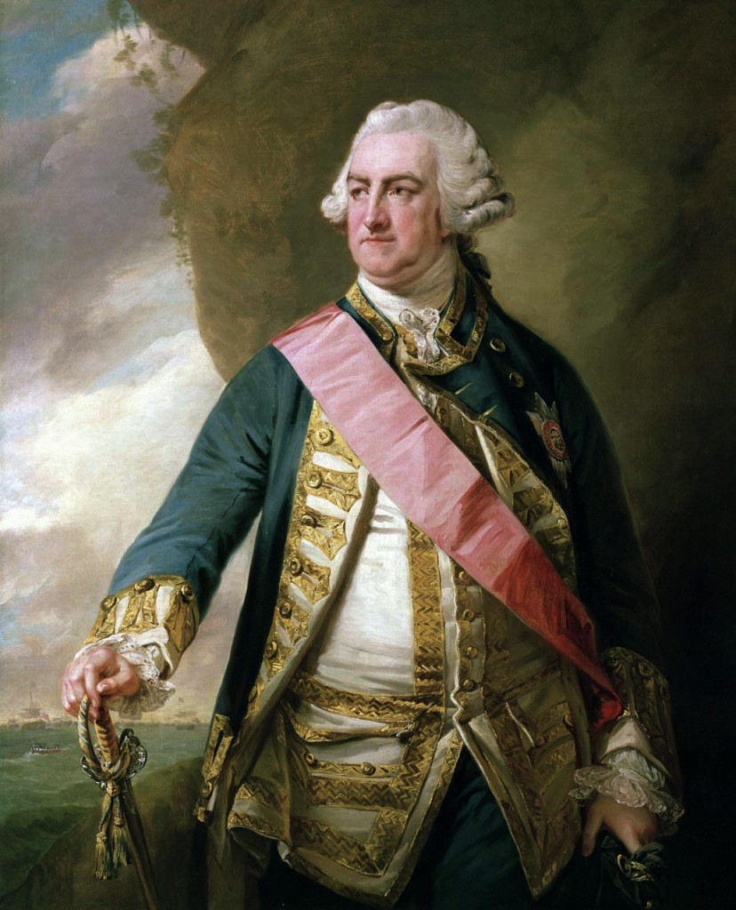 Admirał Edward Hawke, 1. baron Hawke - piastujący stanowisko Pierwszego Lorda Admiralicji w trudnych dla Brytanii, latach 1766 - 1771, odznaczających się zwiększonymi zbrojeniami morskimi Burbońskich Monarchii. Pogromca francuskiej floty (La Royale Marine Nationale) w drugim starciu u Przylądka Finisterre, 25 października 1747 r., w trakcie austriackiej wojny o sukcesję (1740 - 1748 r.). Oraz wielki admirał spod Zatoki Quiberon (wojna siedmioletnia), którego odniesione walne zwycięstwo nad francuską marynarką, w połączeniu z sukcesem admirała Edwarda Boscawena pod Lagos zapewniło Wielkiej Brytanii panowanie na morzach w toku tego konfliktu. Portret autorstwa Francisa Cotesa. Źródło: wikimedia.org