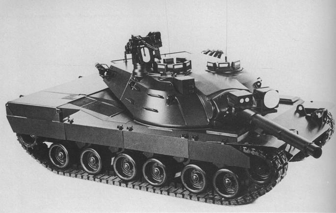 Model uproszczonego MBT-70 czyli XM803/Źródło: R.P. Hunnicutt "Abrams A History Of The American Main Battle Tank Volume 2"