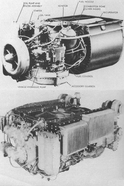 Turbina gazowa AGT-1500 oraz silnik wysokoprężny AVCR-1360/Źródło: R.P. Hunnicutt "Abrams A History Of The American Main Battle Tank volume 2"