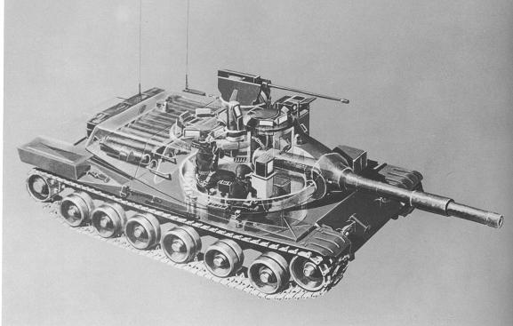 Przekrój MBT-70/Źródło: R.P. Hunnicutt "Abrams A History Of The American Main Battle Tank Volume 2"