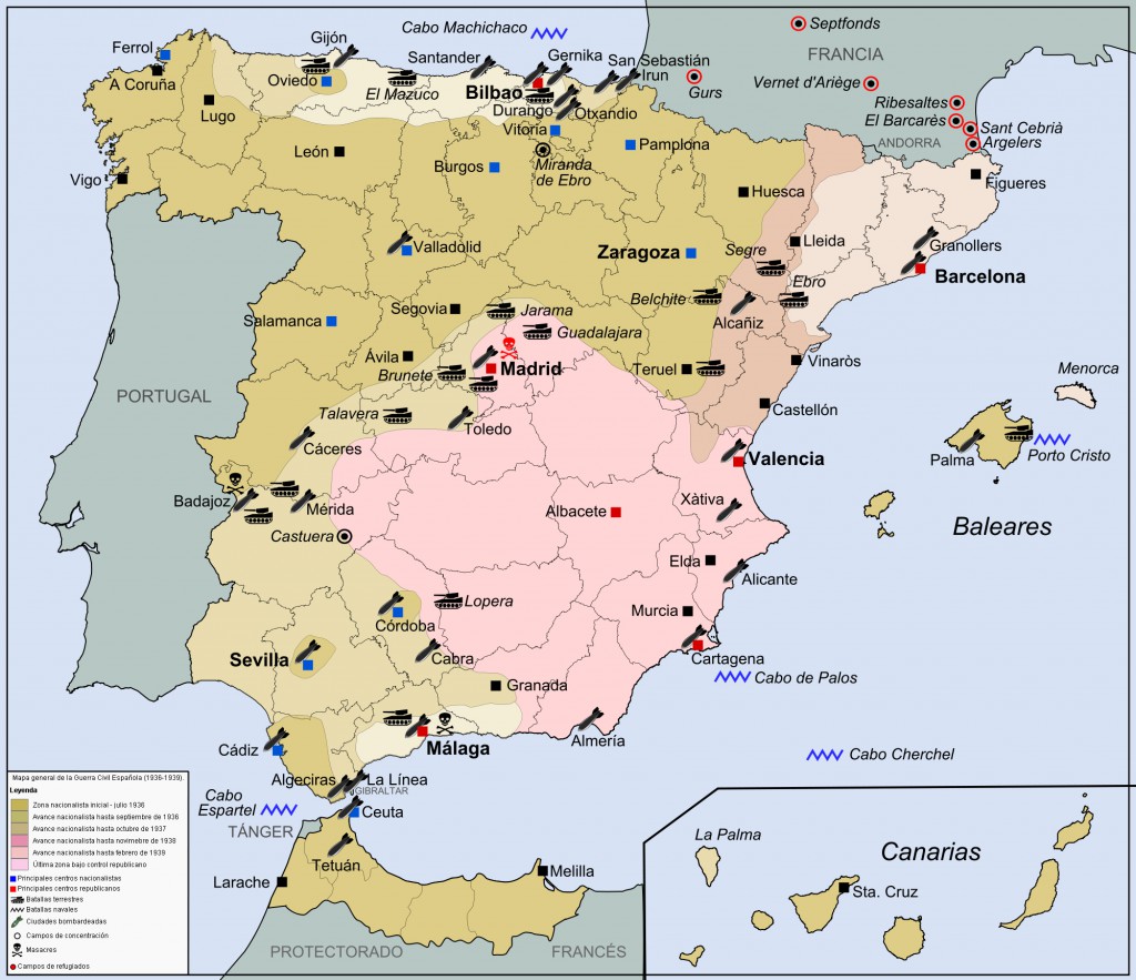 Wojna domowa w Hiszpanii - 1939 r. / Źródło: www.zonu.com