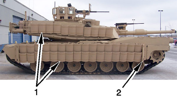 M1A2SEP z zamontowanym zestawem TUSK-2/Źródło: http://pl.scribd.com/doc/36053193/TB-9-2350-264-12-P-1-M1A1-Abrams-Tank-Urban-Survivability-Kit-TUSK 