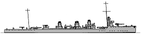 Wizerunek sylwetki kontrtorpedowców typu Kaba (?????.). Źródło: navypedia.com