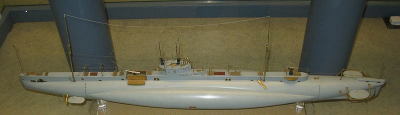 Model brytyjskiego okrętu podwodnego typu E. Źródło: wikimedia.org