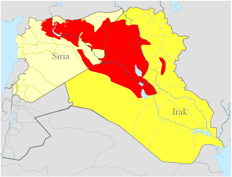 Obszar kontrolowany przez Państwo Islamskie |  Źródło: Wikimedia Commons