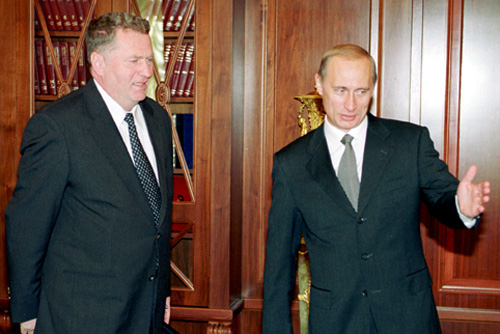 Putin wraz z Władimirem Żyrinowskim / Źródło: Wikimedia Commons