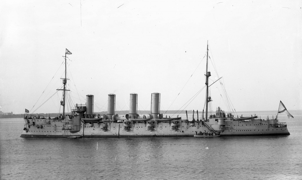 Rosyjski krążownik pancerny Gromoboj - jeden z uczestników bitwy koło Landsortu w nocy z 29 na 30 czerwca 1916 r. Źródło: wikimedia.org