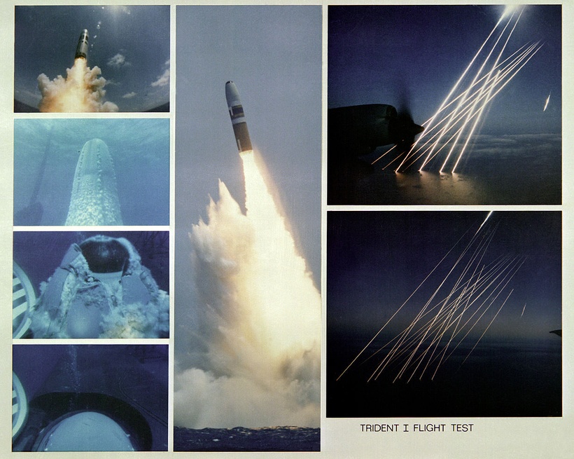 Zdjęcia z różnych faz testu pocisku UGM-96 Trident I C4. / Wikimedia Commons