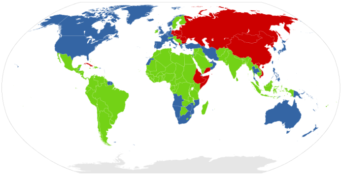 ?Podział świata w czasie zimnej wojny?/ Źródło: Wikimedia Commons 