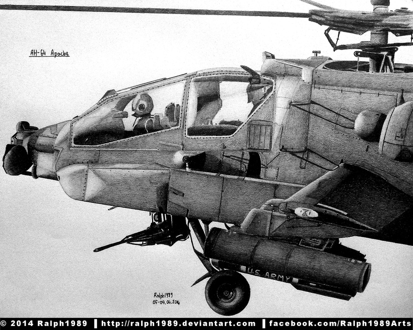 Boeing AH-64A Apache. Rysunek autorstwa Ralph1989.