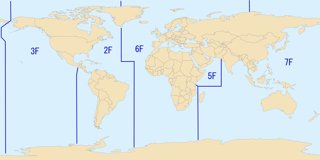 Strefy odpowiedzialności flot US Navy (2007) (Wikimedia Commons)
