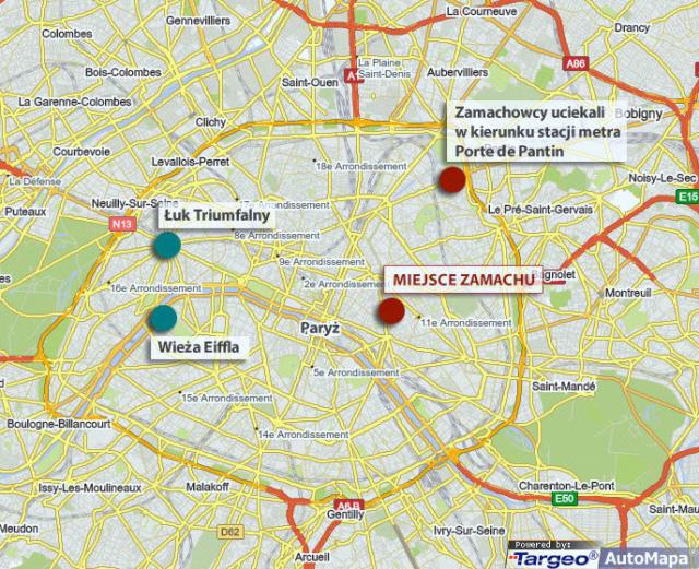 Mapa ataku na redakcję Charlie Hebdo
