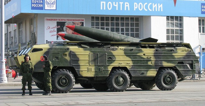 OTR-21 Toczka-U rosyjskich wojsk lądowych. / Źródło: Wikimedia Commons.