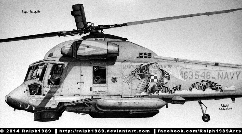 Rysunek śmigłowca Marynarki Wojennej RP, Kaman SH-2G Super Seasprite, autorstwa Ralph1989.