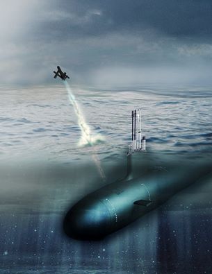 Wizuwalizacja przedstawiająca start bezzałogowca Blackwing z pokładu okrętu podwodnego. Źródło: AeroVironment