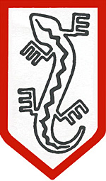 Symbol Związku Jaszczurczego na odznace i naszywce noszonej przez żołnierzy NSZ
