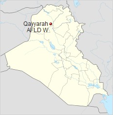 Położenie bazy lotniczej Qayara. / Wikimedia Commons.