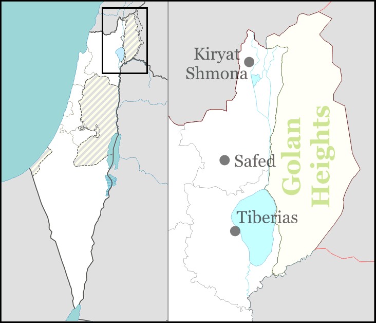 Mapa Wzgórz Golan na tle Izraela. / Wikimedia Commons (CC BY-SA 3.0).