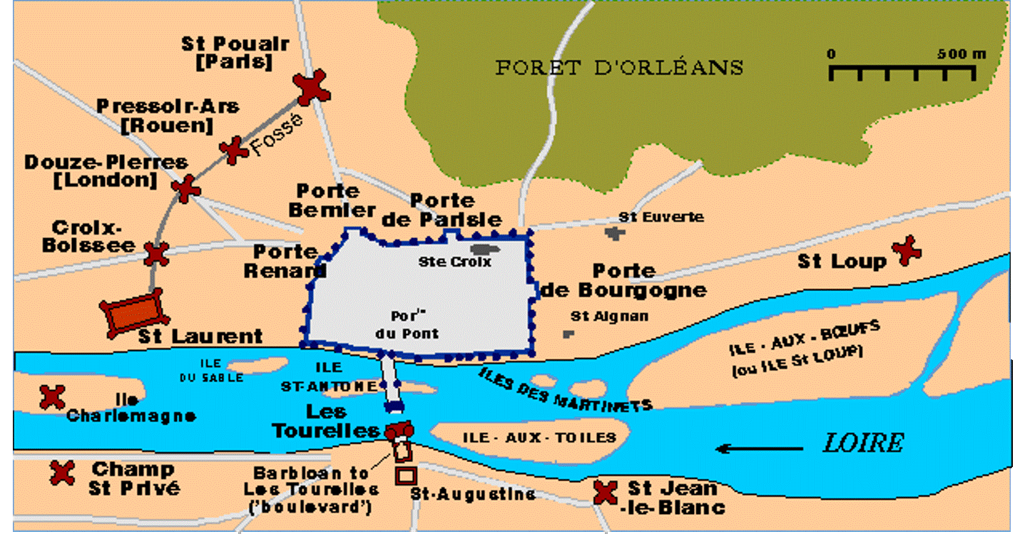 Plan oblężenia Orleanu/ źródło: Wikimedia Commons