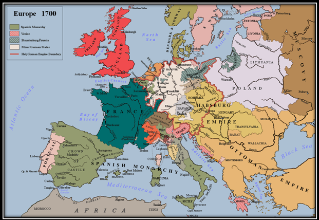 Europa w okresie wojny dziewięcioletniej/ źródło: Wikimedia Commons