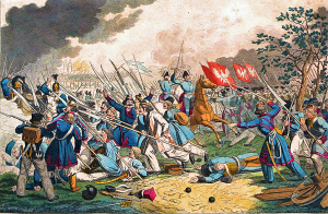 Sztandary powstańcze podczas Bitwy pod Ostrołęką w 1831 r. / Domena Publiczna